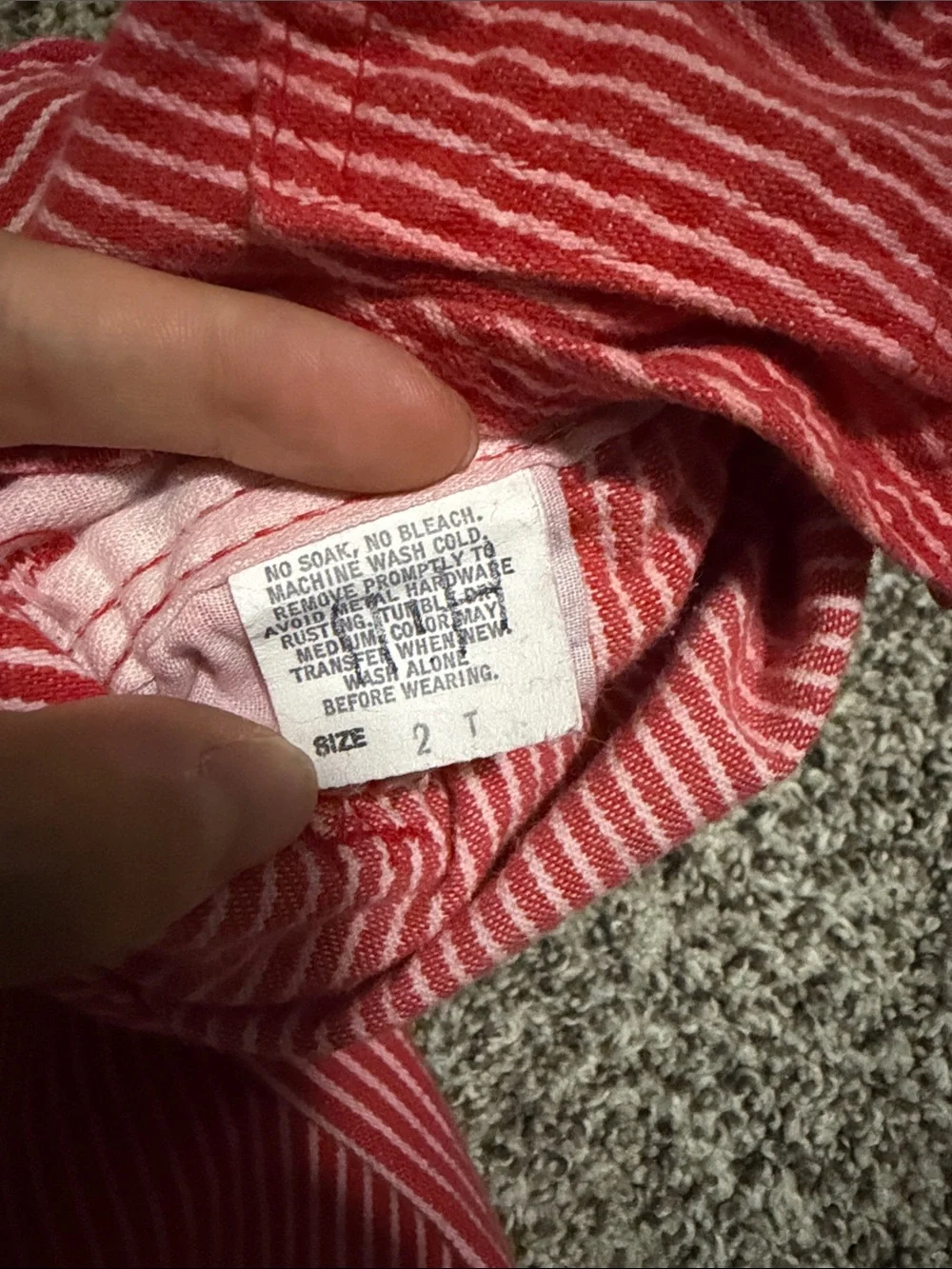 OshKosh B'gosh Red and White Striped Kids Overalls